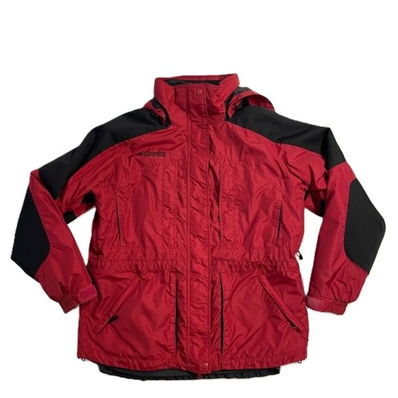 Columbia Coat 3-in-1 Jacket Women's XL Red Insulated Interchange Liner Hood - Picture 1 of 16